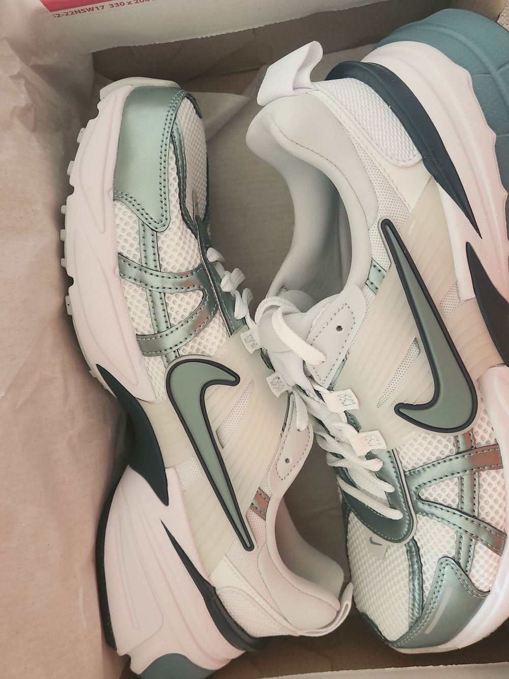 Nike Women's  V2K Run White and Mint Green Athletic Sneakers